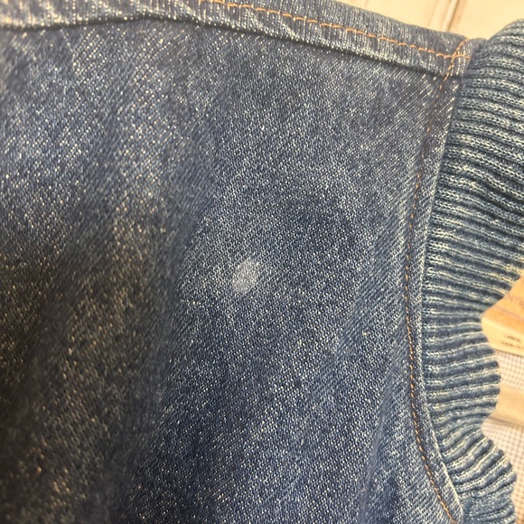 RARE Vintage Three Rivers Authentic Blue and Tan Jean Bomber Jacket Made in USA - Picture 7 of 8